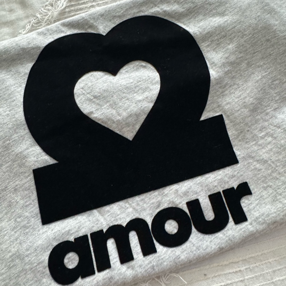 H&M Gray Tee with Black 'amour' Graphic
